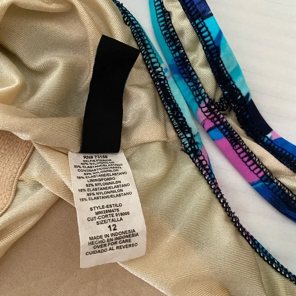 Maxine of Holliwood Women’s One Piece Skirted Swimsuit Blue/Pink Size 12. - Picture 14 of 16